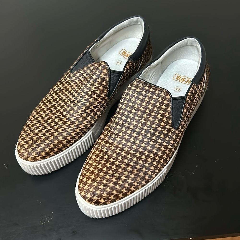 Ash Platform Sneakers Womens Size 10 Cowhair Leather Slip On Chunky Karma - Picture 2 of 9